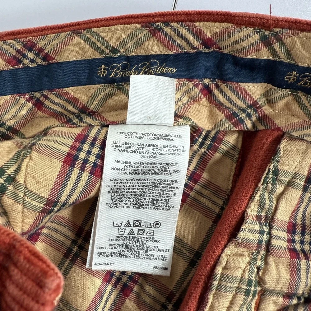 Brooks Brothers Pants Mens 34x32 Red‎ Corduroy Clark Chino Cotton Casual